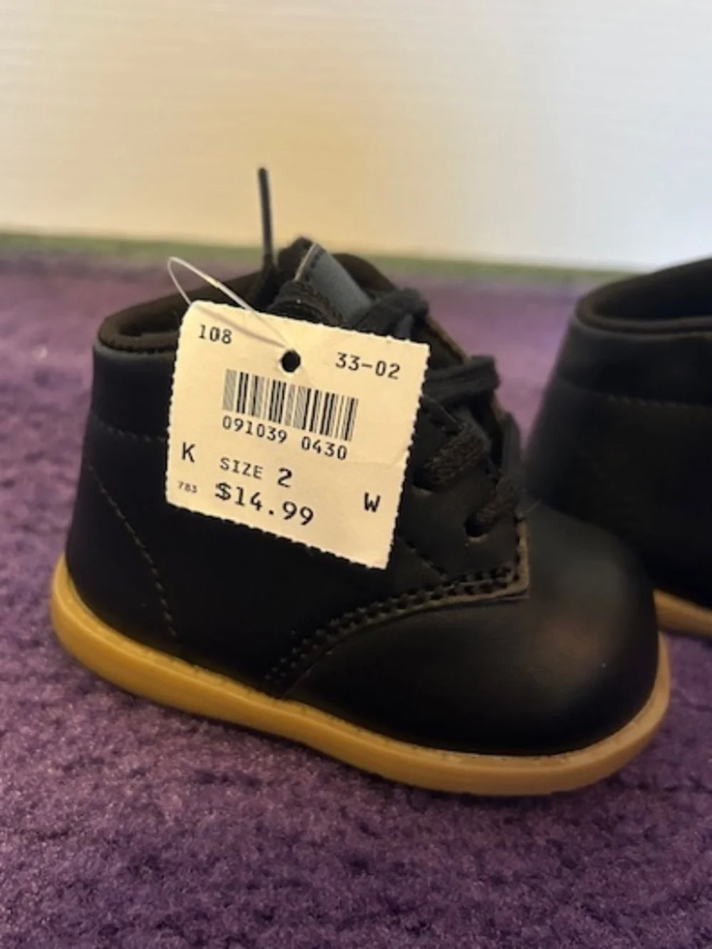 Tiny Toes -black dress baby shoes, Size 2, NWT